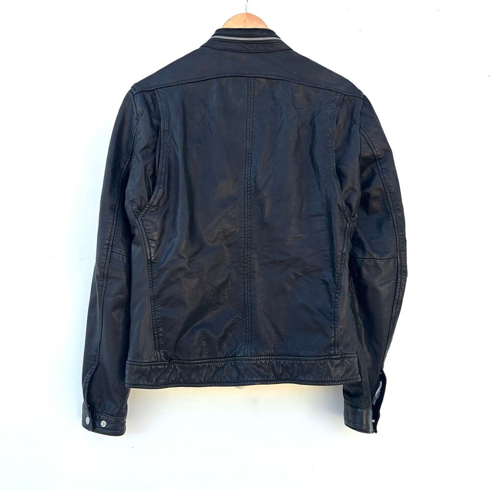 J. Lindeberg Men’s Moto Biker Leather Jacket Zip Black Medium J.Lindberg - Picture 4 of 12